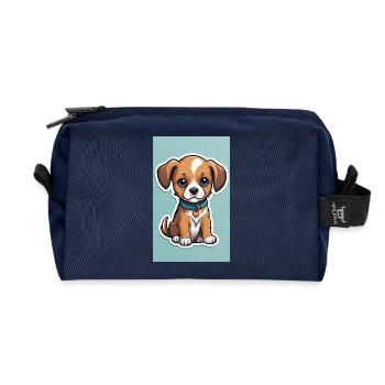Hundewelpen | Hunde | Welpen | Hundefan - Recycelte Kulturtasche - Navy - Vorne