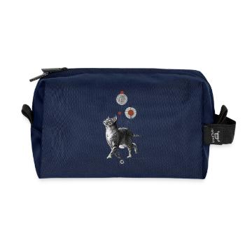 Mystical cat in the geometry universe - Recycled Toiletry Zip Bag - navy - Front