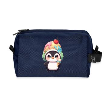 Süßer Pinguin Cartoon Eiscreme Sommer Regenbogen - Recycled Toiletry Zip Bag - navy - Front