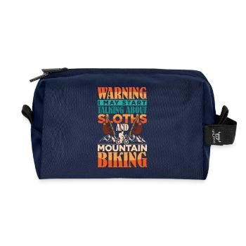 Mountain Bike Mountain Bike Sloth - Recycled Toiletry Zip Bag - navy - Front