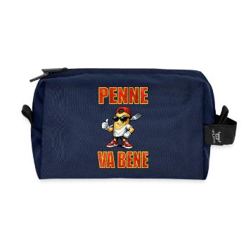 Nouilles, penne - Trousse de toilette en tissu recyclé - marine - Devant