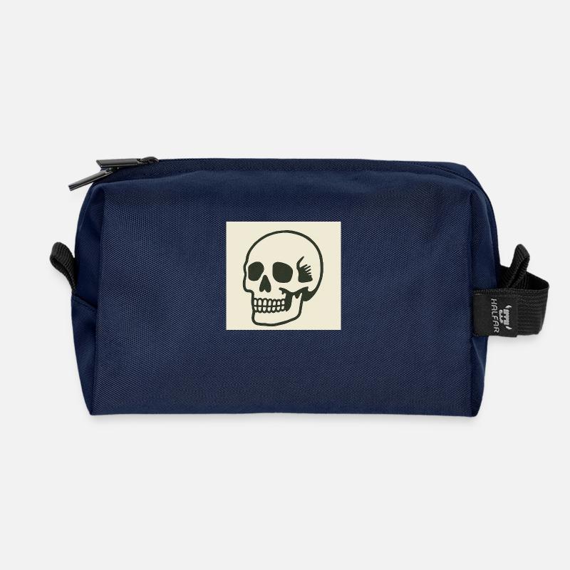 Schädel - Recycelte Kulturtasche - Navy