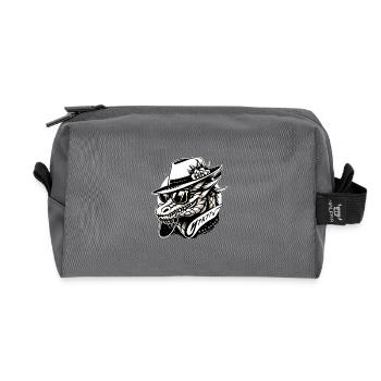 Vintage Crocodile with Fedora and Shades - Recycled Toiletry Zip Bag - anthracite - Front