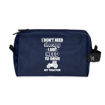 Ich brauche keine Therapie, nur meinen Traktor - Recycelte Kulturtasche - Navy - Vorne