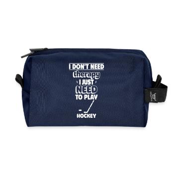 Je n’ai pas besoin de thérapie, juste de hockey ! - Trousse de toilette en tissu recyclé - marine - Devant