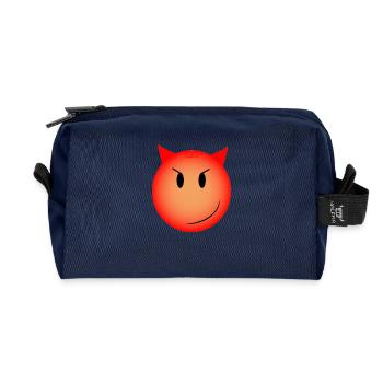 evil smiley - Recycled Toiletry Zip Bag - navy - Front