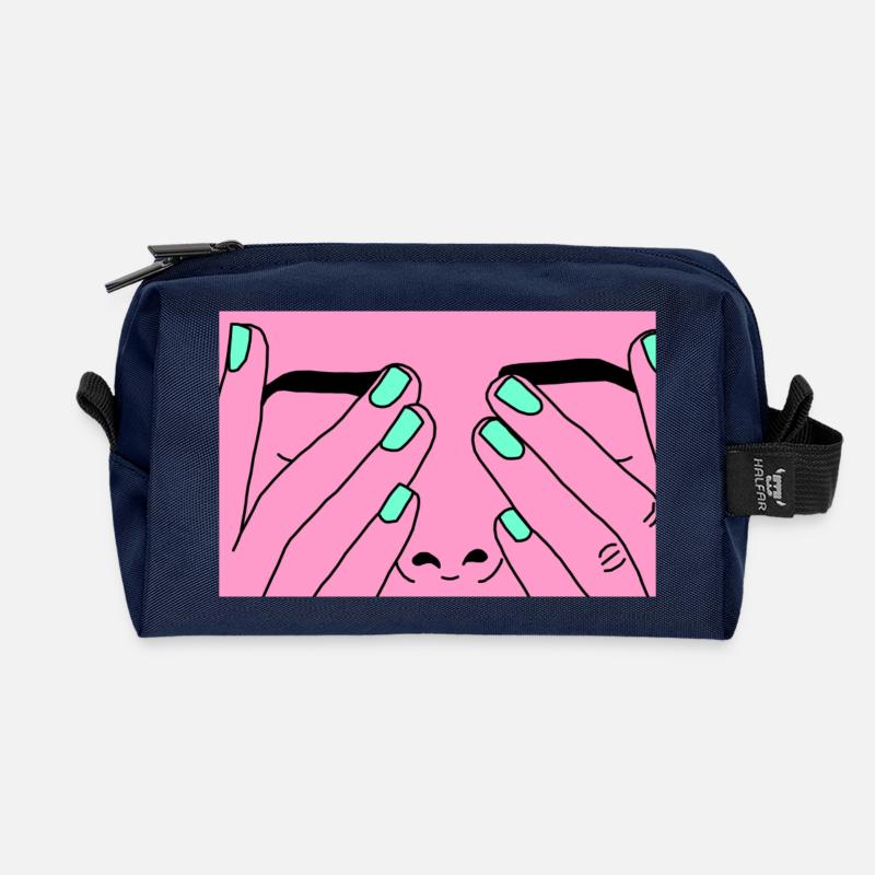Face rose - Recycled Toiletry Zip Bag - navy