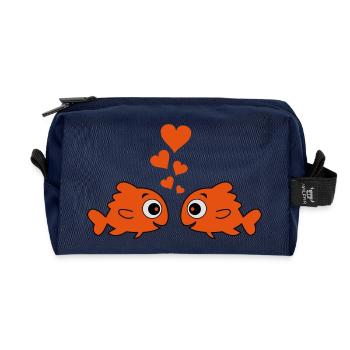 comic_fische_in_love - Trousse de toilette en tissu recyclé - marine - Devant