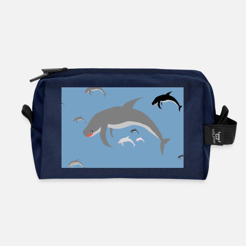 Delfinenschwarm Blaues Meer - Recycelte Kulturtasche - Navy