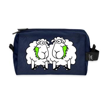 Zwei Schafe Fressen Gras 2 Freunde Team Hungrig - Recycelte Kulturtasche - Navy - Vorne