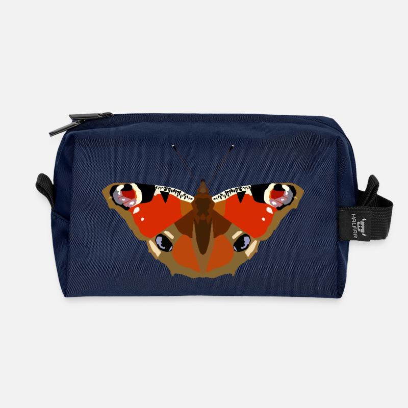 Schmetterlinge: Das Tagpfauenauge - Recycelte Kulturtasche - Navy