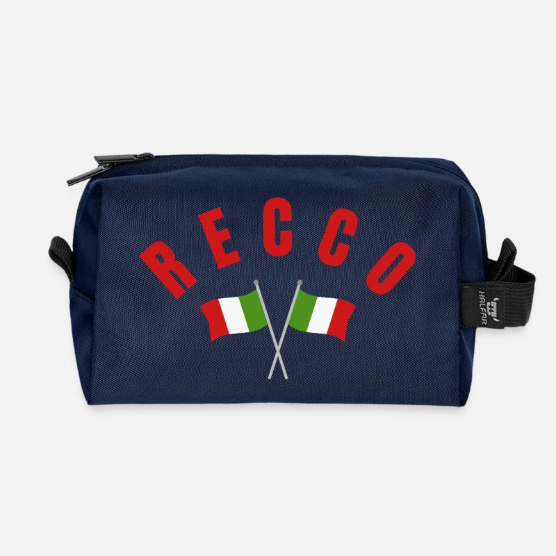 Recco Italian Flags Crossed - Recycled Toiletry Zip Bag - navy