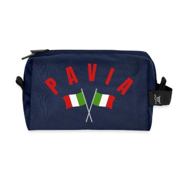Pavia Crossed Italian Flags - Recycled Toiletry Zip Bag - navy - Front