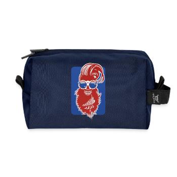 tete de mort hipster barbu skull crane design fant - Trousse de toilette en tissu recyclé - marine - Devant