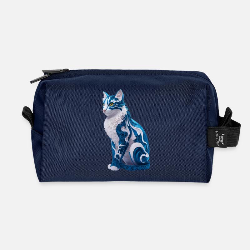 Mystische Spiralkatze - Recycelte Kulturtasche - Navy
