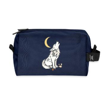 🌙🐺 Lone Wolf – Mystic & Nature T-Shirt - Recycled Toiletry Zip Bag - navy - Front
