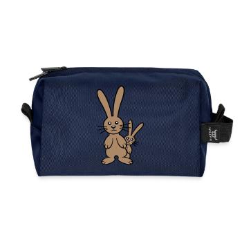 2 lapins enfant caché père deux bambin maman - Trousse de toilette en tissu recyclé - marine - Devant
