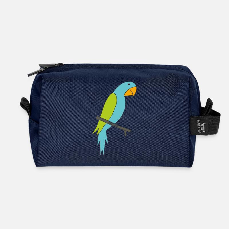 Bunter Papagei auf Ast Illustration - Recycelte Kulturtasche - Navy