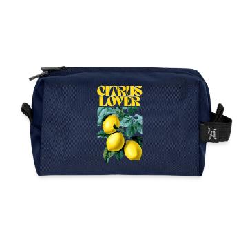 Citrus Lover Botanical Design - Recycled Toiletry Zip Bag - navy - Front