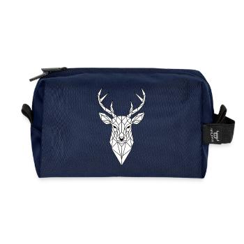Geometrischer Hirschkopf Linienkunst - Recycelte Kulturtasche - Navy - Vorne