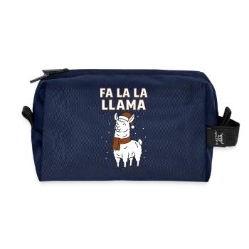 Fa La La Llama Noël Drôle de vacances - Trousse de toilette en tissu recyclé - marine - Devant