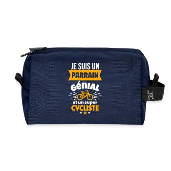 Parrain génial et super cycliste Vélo Cyclisme - Trousse de toilette en tissu recyclé - marine - Devant
