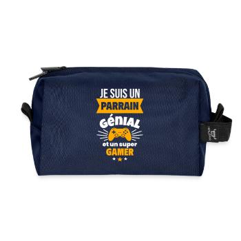 Parrain génial et super gamer Geek Gamer Gaming - Trousse de toilette en tissu recyclé - marine - Devant