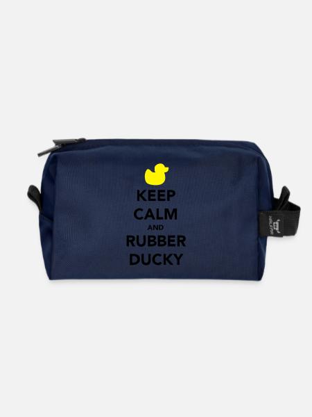 Keep Calm and Rubber Ducky - Recycled Toiletry Zip Bag - navy