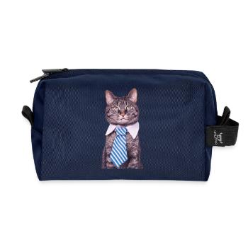 Office cat - Recycled Toiletry Zip Bag - navy - Front