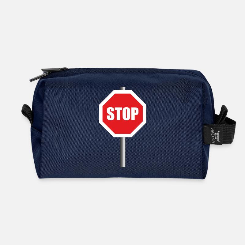 Stopschild - Recycelte Kulturtasche - Navy