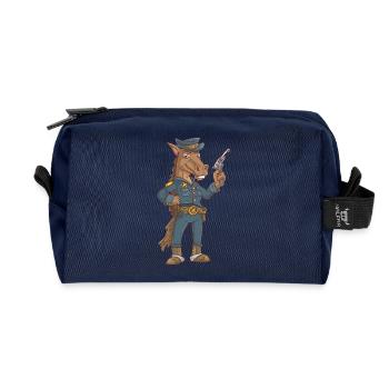 Police Horse - Recycled Toiletry Zip Bag - navy - Front