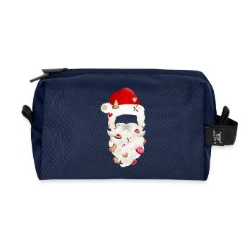 Santa Claus beard studded with Christmas cookies - Recycled Toiletry Zip Bag - navy - Front