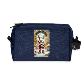 Weihnachtshase - Recycelte Kulturtasche - Navy - Vorne