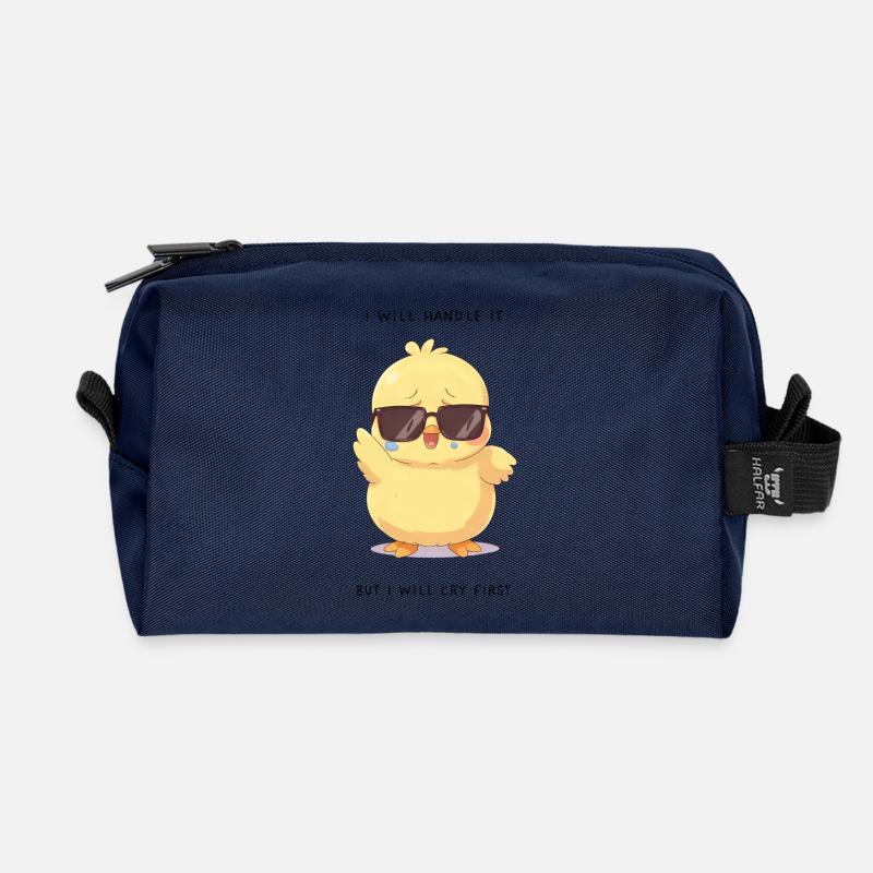 I Will Handle It – Crying Chick mit Brille - Recycelte Kulturtasche - Navy