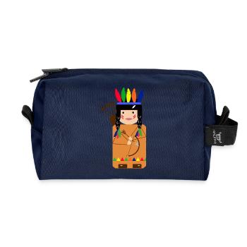 Petit Guerrier Indien aux Plumes - Trousse de toilette en tissu recyclé - marine - Devant