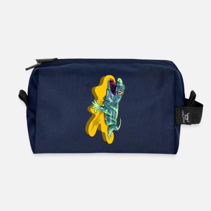 Gecko-Abdruck - Recycelte Kulturtasche - Navy