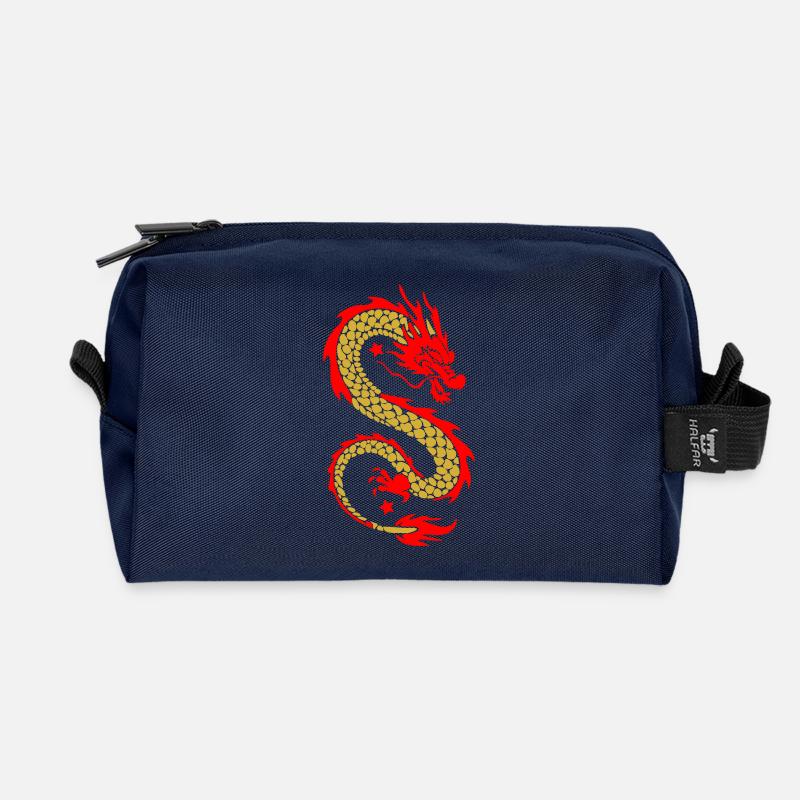 Goldenes Drachenflammenemblem - Recycelte Kulturtasche - Navy