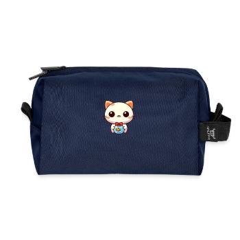 Cartoon Cat 4 - Recycled Toiletry Zip Bag - navy - Front
