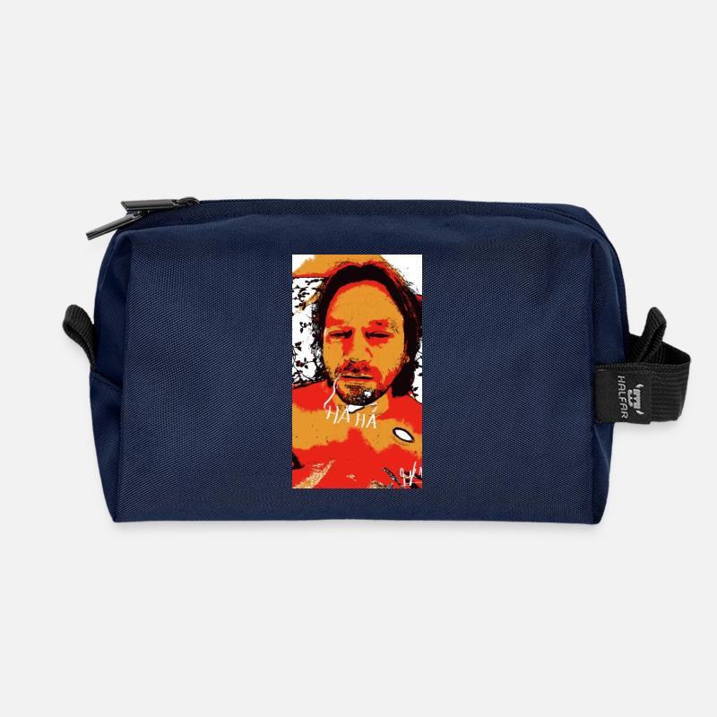 Selbstporträt, HA HA! - Recycelte Kulturtasche - Navy