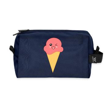 Eis Eiscreme Erdbeereis - Recycelte Kulturtasche - Navy - Vorne