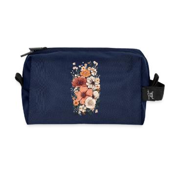 Wunderschönes Boho Blumen Herbarium Pastell - Recycelte Kulturtasche - Navy - Vorne