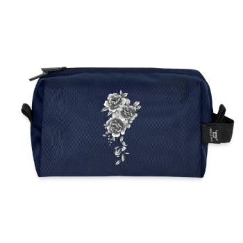 Florale dekorative rosa Pfingstrosen - Recycelte Kulturtasche - Navy - Vorne