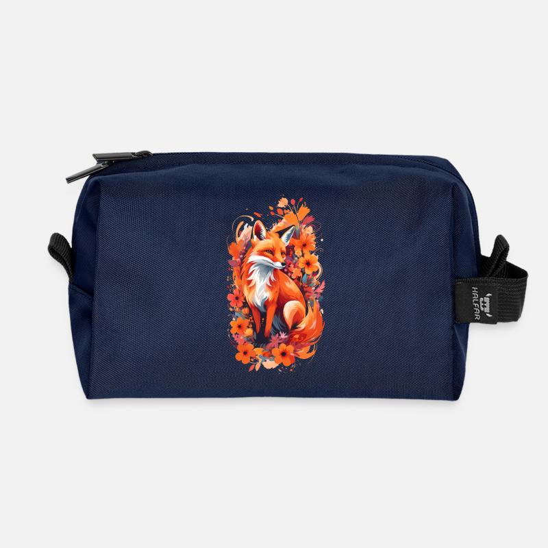 Fuchs Blumen Fuchsliebhaber Geschenk Waldtier - Recycelte Kulturtasche - Navy