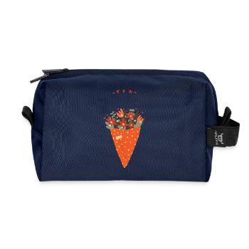 Blumenstrauß – Herzlicher Gruß - Recycelte Kulturtasche - Navy - Vorne
