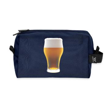 Beer gradient glass with foam - Recycled Toiletry Zip Bag - navy - Front