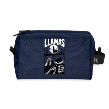 Llamas They Spit They Judge Horror - Recycled Toiletry Zip Bag - navy - Front
