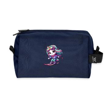 Licorne Skieur Sports d’hiver Montagnes magiques - Trousse de toilette en tissu recyclé - marine - Devant