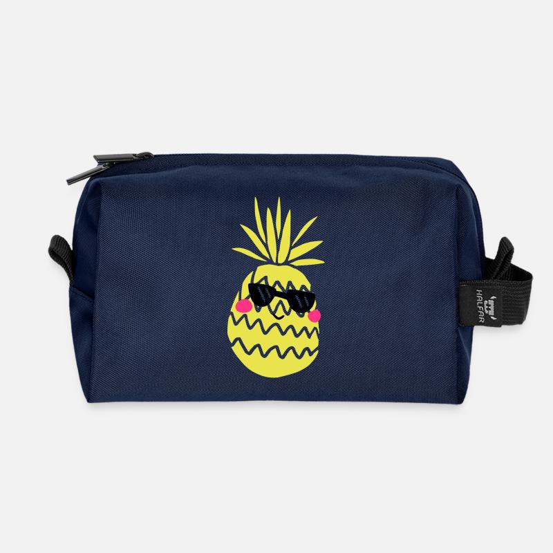 Ananas - Recycelte Kulturtasche - Navy