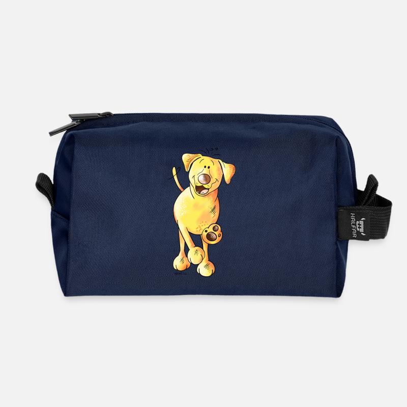 Funny Labrador - Recycled Toiletry Zip Bag - navy