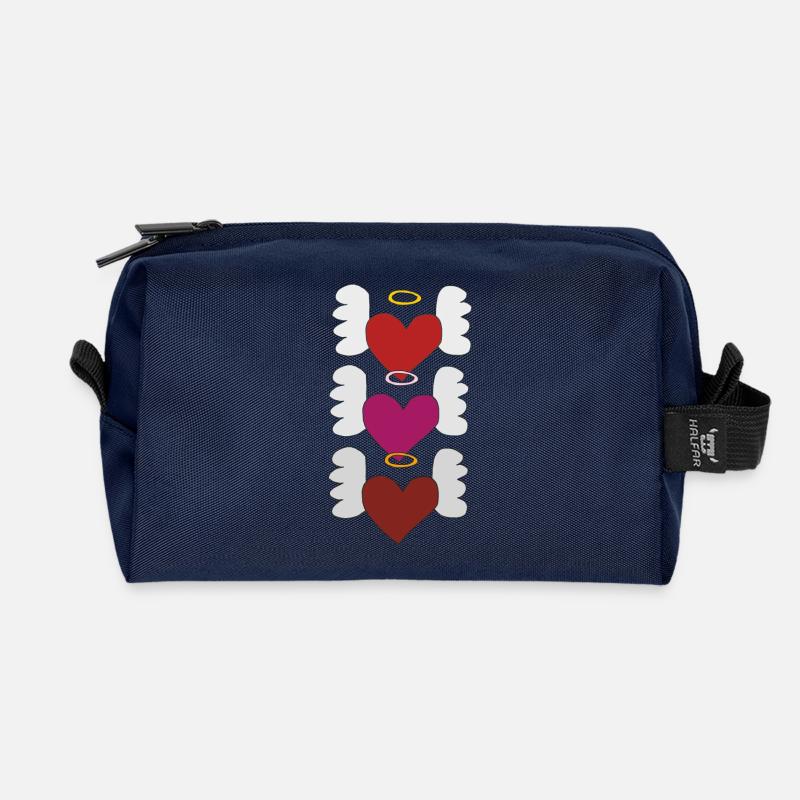 Herzen mit flügel - Recycelte Kulturtasche - Navy